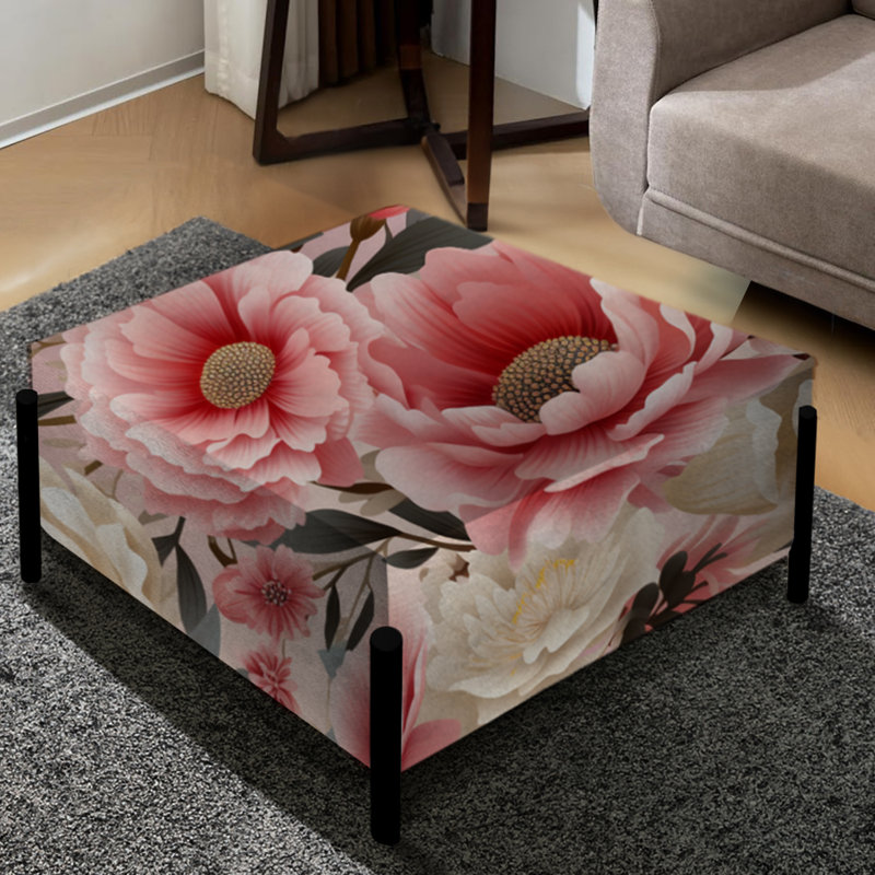 Rose Floral Delicacy Bliss - Grand repose-pieds carré floral