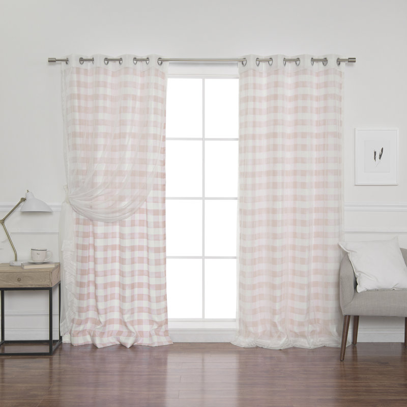 Paire de rideaux semi-transparents avec œillets Axl, Rose