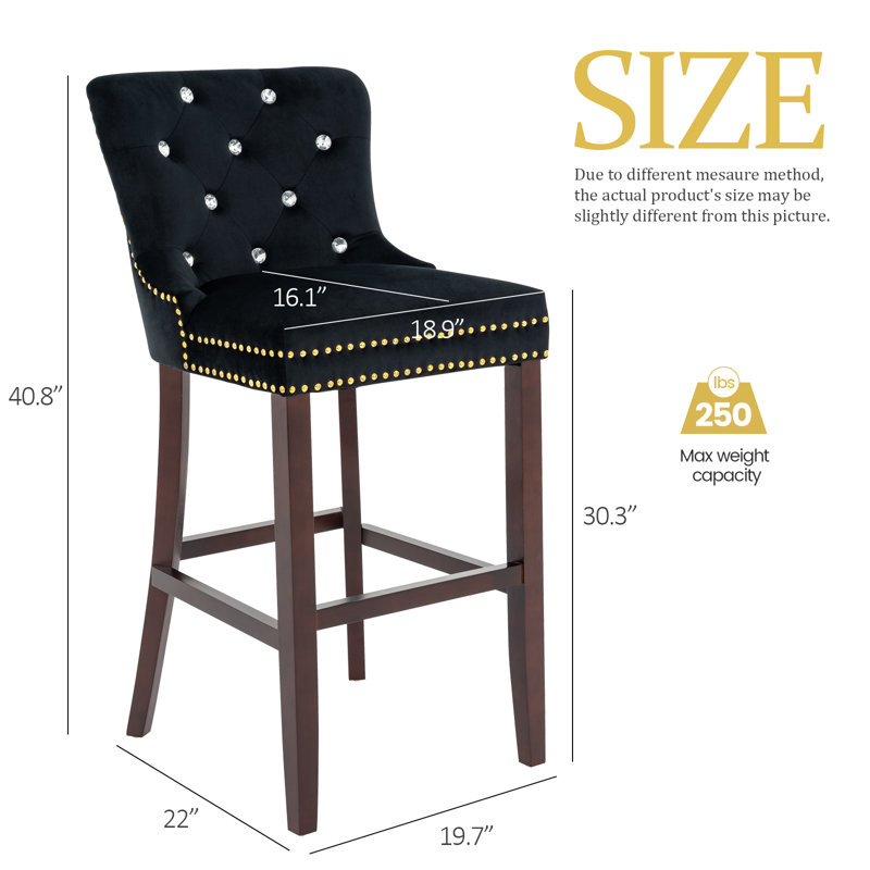 Chaise de salle à manger capitonnée en velours à oreilles