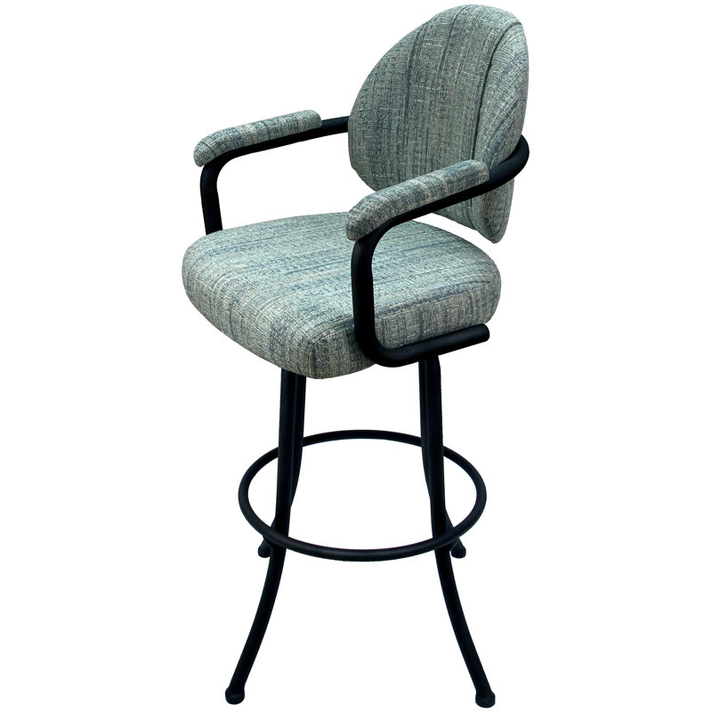 Cendejas Swivel Upholstered Counter Stool with Metal Frame, Counter Stool (26" Seat Height), Black, Watusi Madder