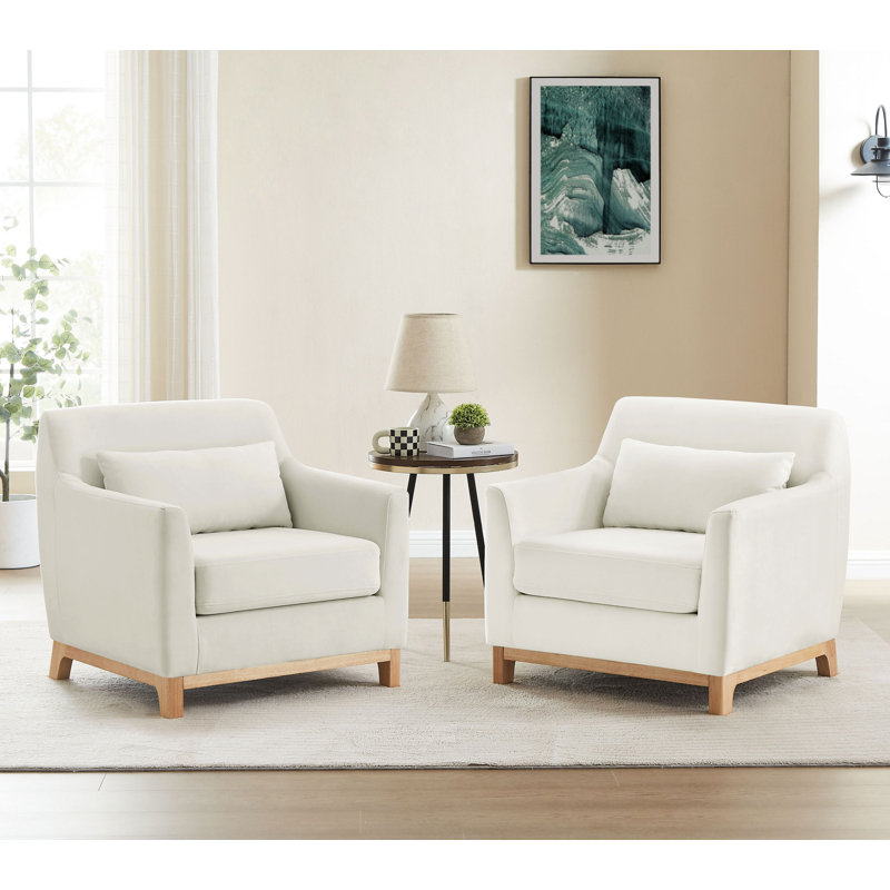 Fauteuil Aishah de 31,5 po de largeur, Velours beige
