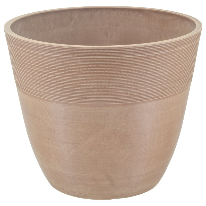 Pot à fleurs en plastique gravé Myrtlewood, H 10 po x l 12 po x P 12 po, Taupe