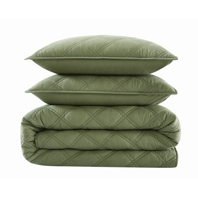 Brooklyn Loom Diamond Washed Cotton Quilt Set