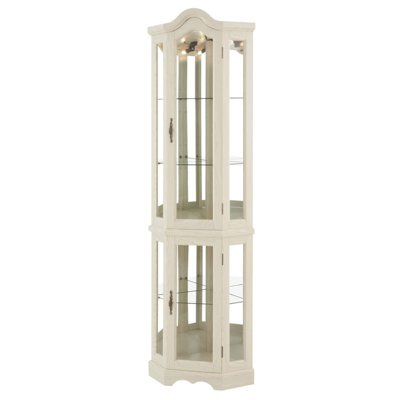 Lighted Glass Display Curio Cabinet with Tempered Glass Doors, Adjustable Shelves, and Exquisite Carved Handles for Elegant Storage and Decoration
