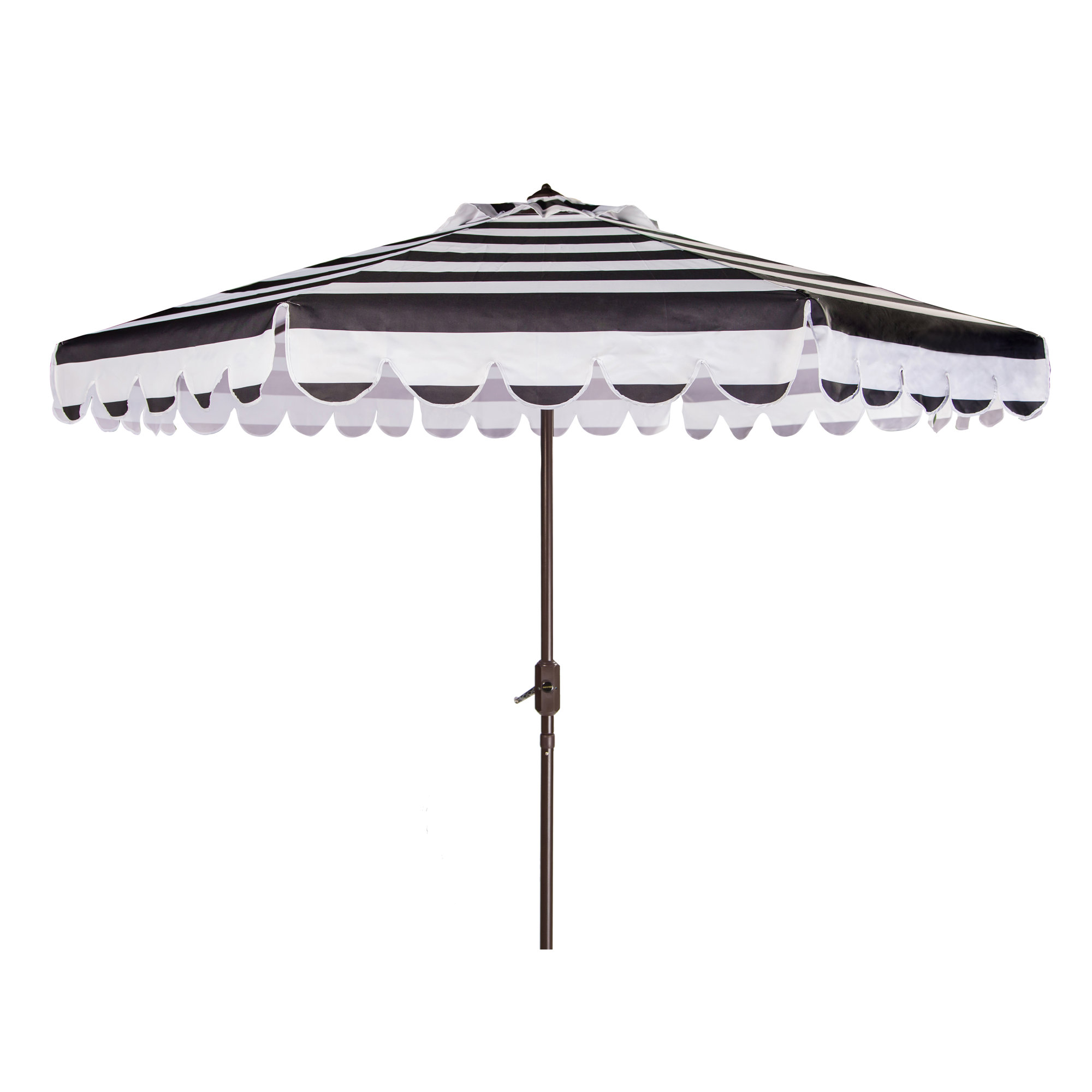 Natalee 108" Scalloped Tilt Top Market Umbrella, Black/White