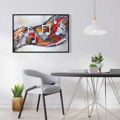 Abstract Serenade - Gray Living Room Framed Canvas Art