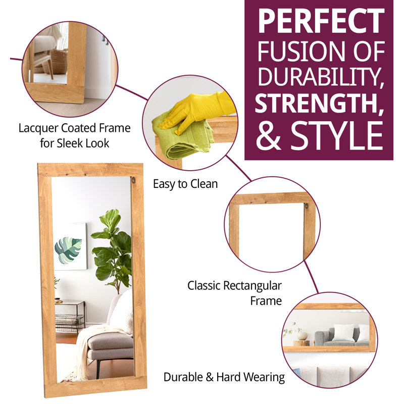 Frazier Solid Wood Rectangle Mirror, 138cm H x 68cm W x 2cm D