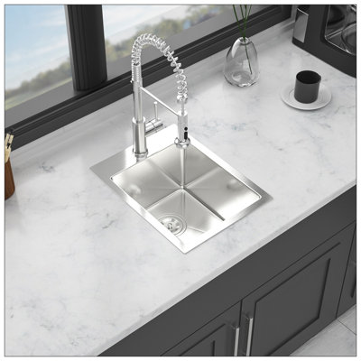 Stainless Steel Drop-In Kitchen Sink - 15X20 Inch Topmount Sinks 16 Gauge Single Bowl