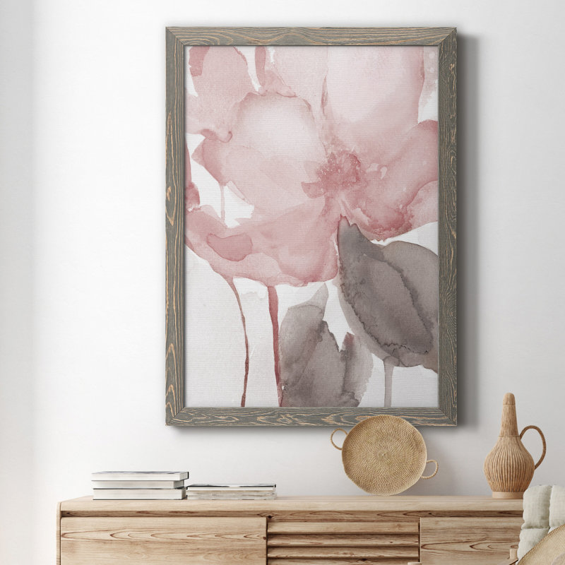 Blush Bloom II - peinture sur toile encadrée, Gris, H 31,5 po x l 23,5 po x P 1,5 po