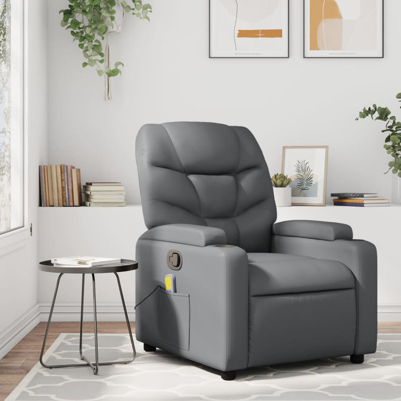  Fauteuil de massage inclinable gris en faux cuir, Gris