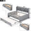 Full Size Bed With Built-In Bookcases, Three Large Storage Drawers And Trundle In Grey Hue Wooden Bookcase, Pull-Out-130155309-130155311