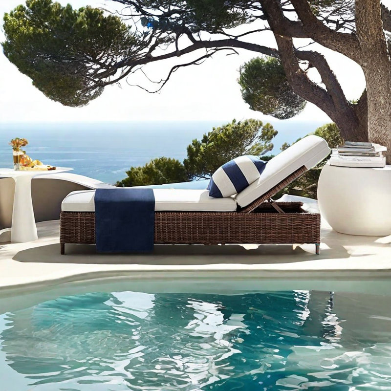 Chaise longue d'extérieur Norek, Brun clair