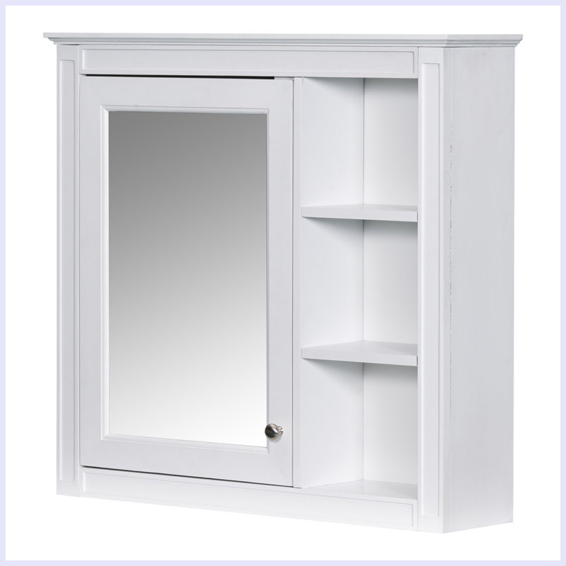 Armoire de rangement murale moderne avec miroir, Blanc