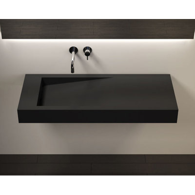 Badeloft 47.2" x 19.6" Stone Resin Wall Mounted Bathroom Sink WT-05-A-MBLK in Matte Black