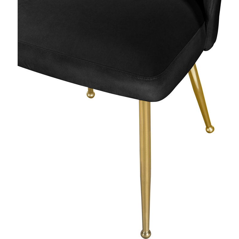 Parnell 19.5'' H Velvet Upholstered Side Chair, Black Velvet