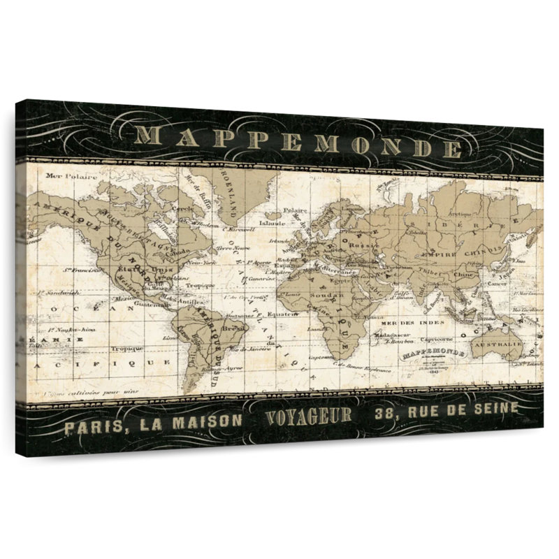 Mappemonde, H 34 po x l 51 po