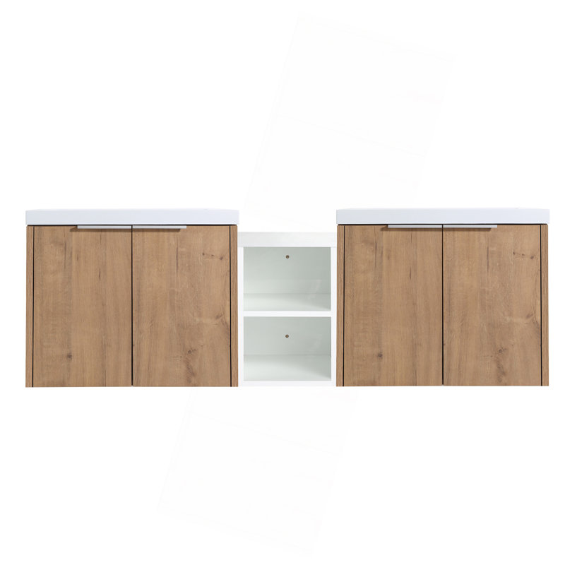 Meuble-lavabo à fermeture en douceur avec lavabo, petites tablettes de rangement, armoire combinée 24 po et 12 po