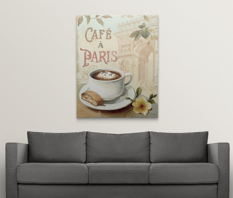 Publicité rétro « café en Europe I » par Lisa audit, H 48 po x l 38 po x 1,5 po, Toile