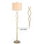  Lampe sur pied 59 po Modern Glam Gold avec éclairage à 3 intensités et abat-jour tambour en lin