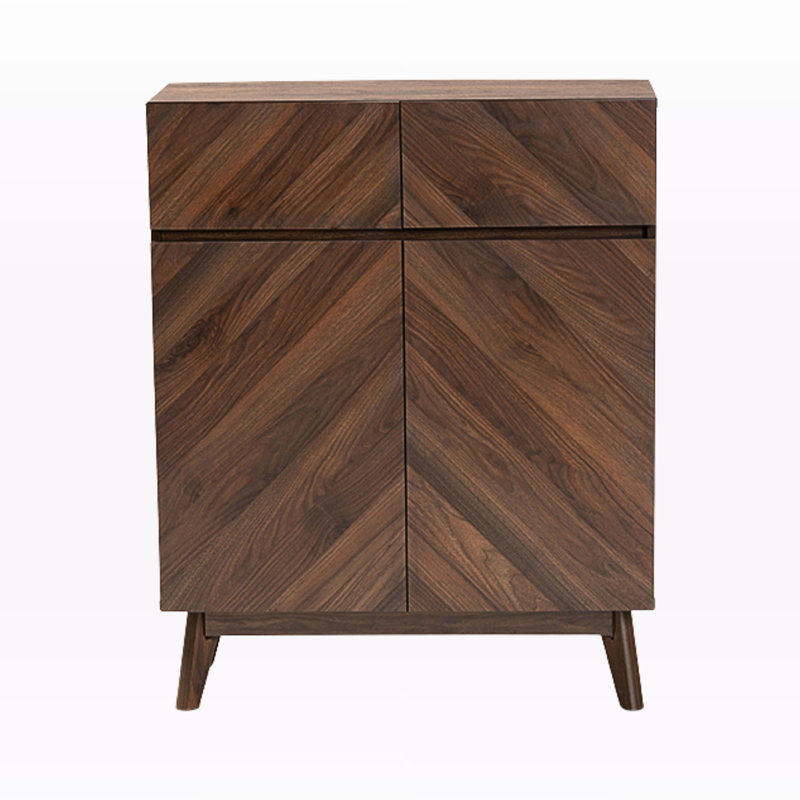 Cole-Zachary 2-Drawer/Door Shoe Cabinet in Walnut Finished Wood, 38.96'' H X 31.42'' W X 13.71'' D
