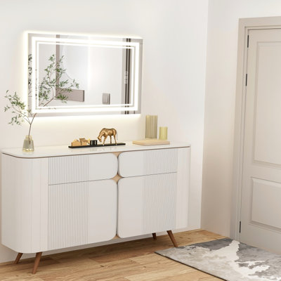 5Mm Full Hd Led Bathroom Mirror 40" X 32", 5 Mins , 3 Colors Dimmable, Cri90+, Wall Mounted, Memory Enabled 32" Mounted Mirror, Dimmable , Reflection,