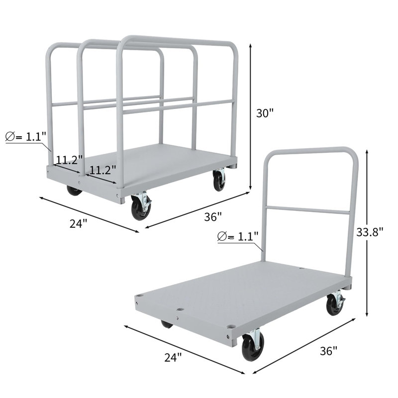 Camion à panneau en acier robuste - capacité de plateforme à plat 36 x 24