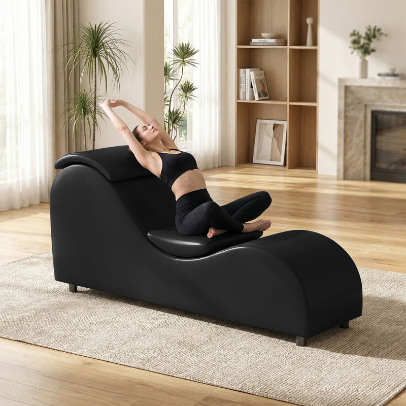 Upholstered Chaise Lounge, Black