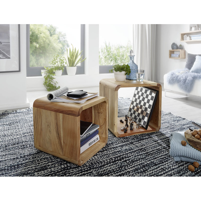 Herendeen Solid Wood Pedestal Nesting Tables, Acacia