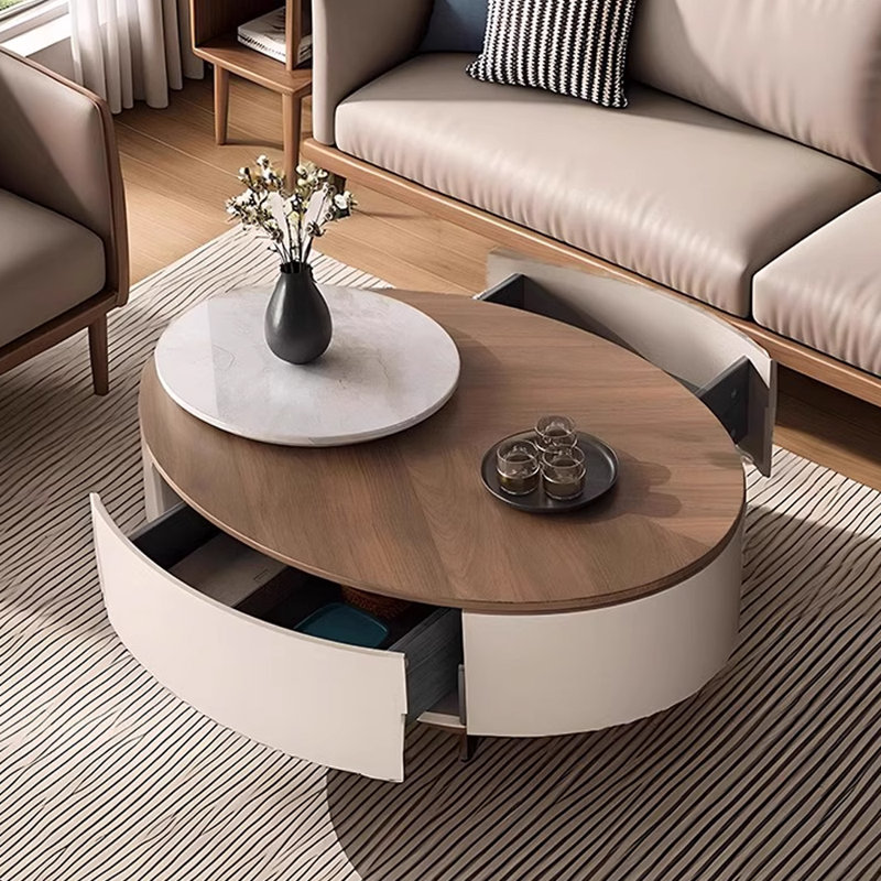 Table basse légère et luxueuse en bois de noyer