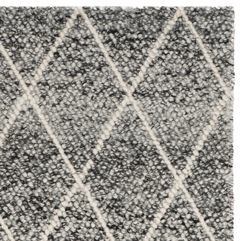 Tapis en laine / coton tissé à la main Russo en ivoire / noir, Rectangulaire 4 pi x 6 pi