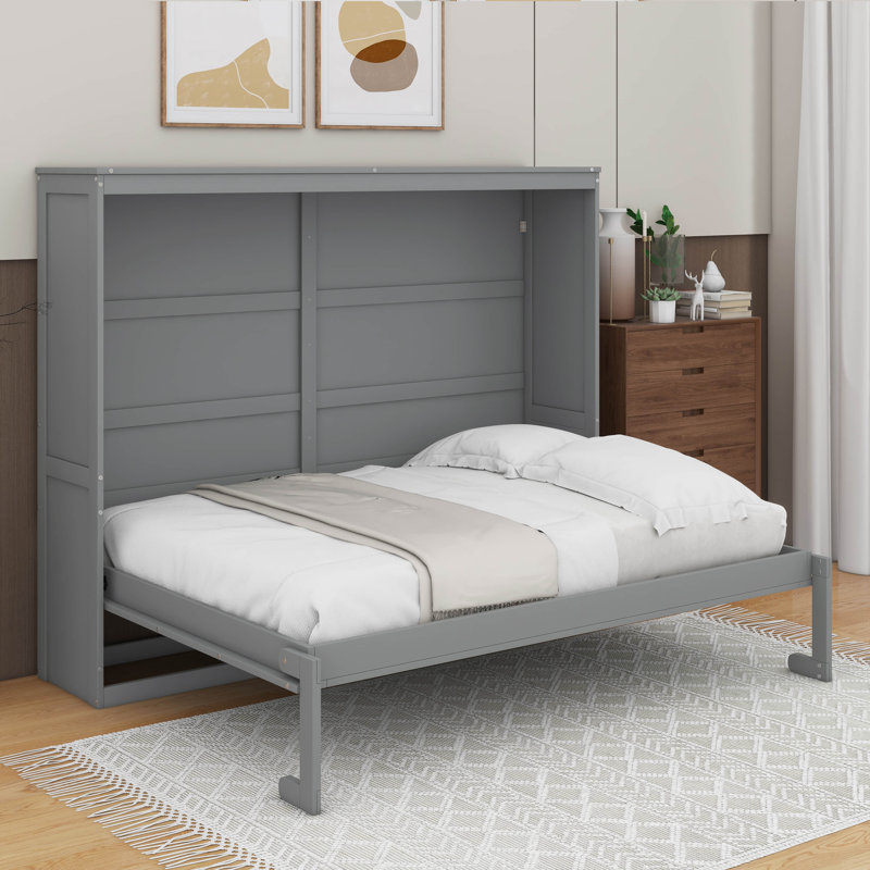 Lit escamotable, Gris, Lit double