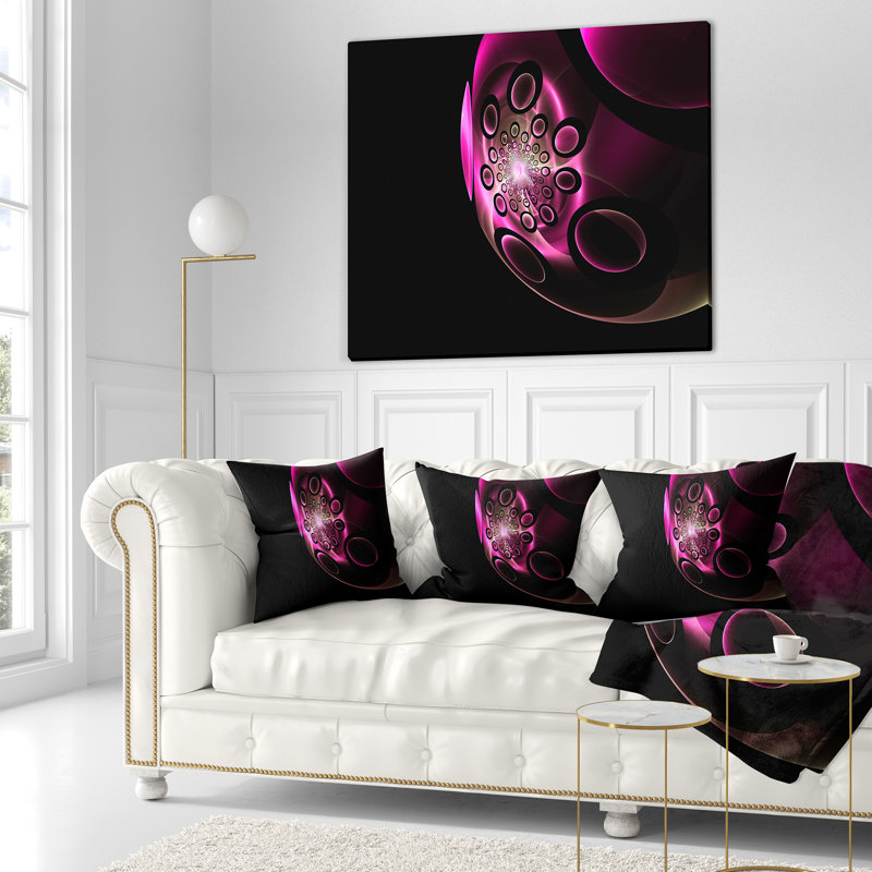 Coussin à imprimé floral mauve Fractal, 16 po x 1 po, Coussin décoratif