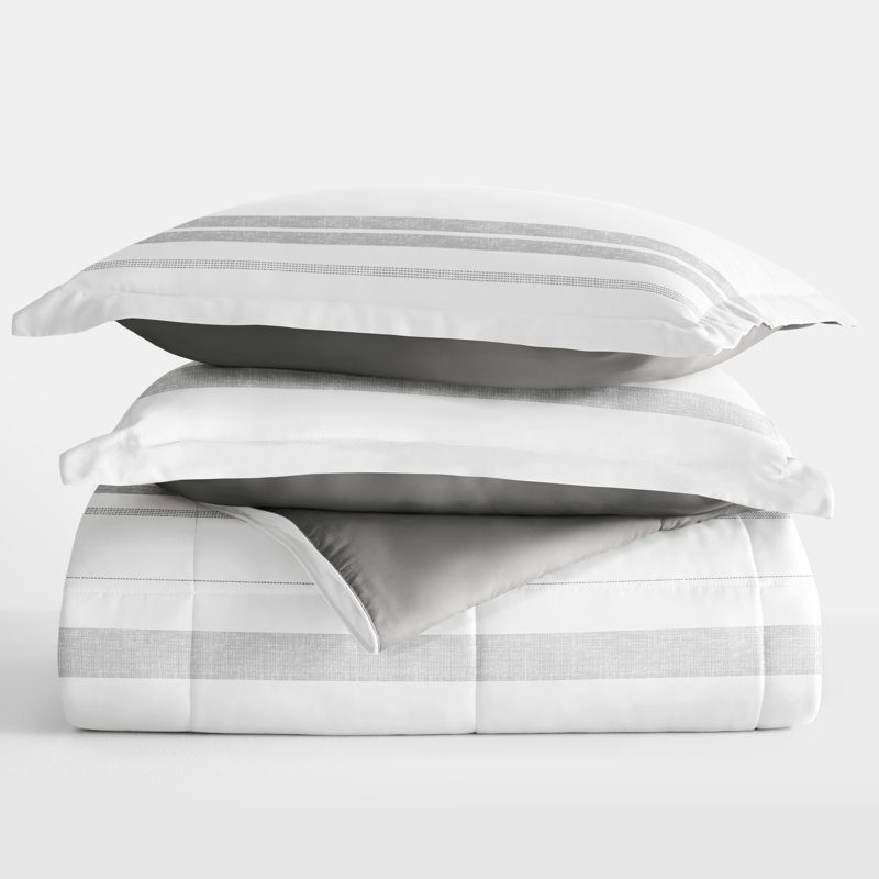King Gray Reversible Down Alternative Comforter Set