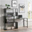 Table de coin en L pour bureau à domicile, table d'ordinateur rotative avec bibliothèque à 5 niveaux, quatre méthodes d'installation, roulettes verrouillables (noir)