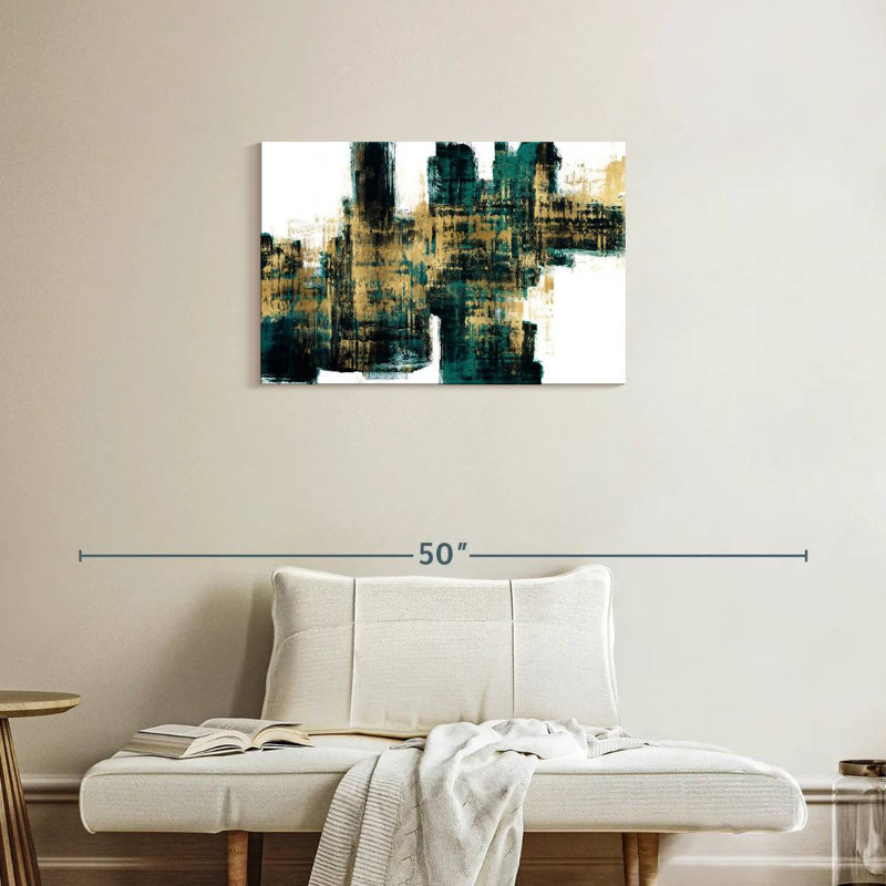 Vibrant Gold On Teal, 20" H x 30" W