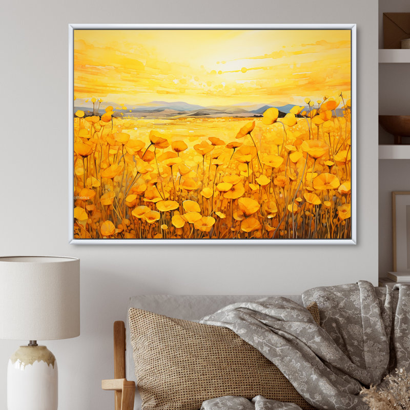  Bliss Flower Meadows I - impression, Cadre flottant blanc, H 34 po x l 44 po x P 0,5 po