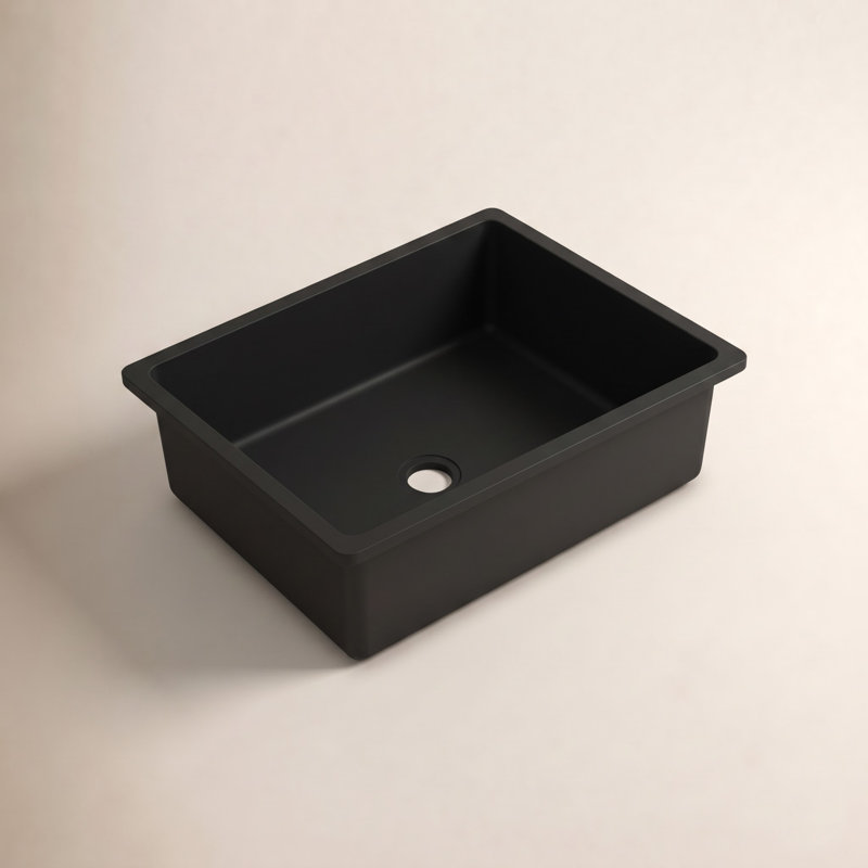 Lexicon Quartz Composite Rectangle Vanity Sink, Black