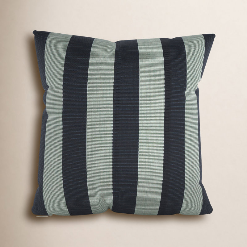 Lani Sunbrella® Indoor/Outdoor Throw Pillow, Sunbrella Expressive Mist Striped, Square 14"