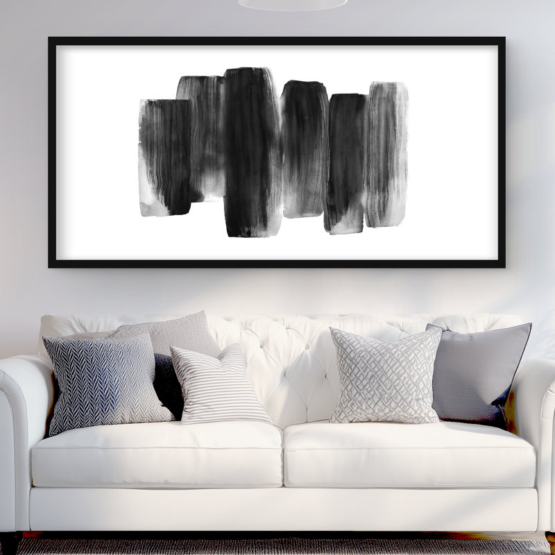 Formes noires | Impression abstraite encadrée pour la décoration de bureau