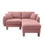 Canapé modulaire moderne à 2 boucles roses avec pieds cylindriques, coussins de dossier moelleux et amovible pour le confort de la chambre à coucher en tissu distinctif, assise confortable-1269844133