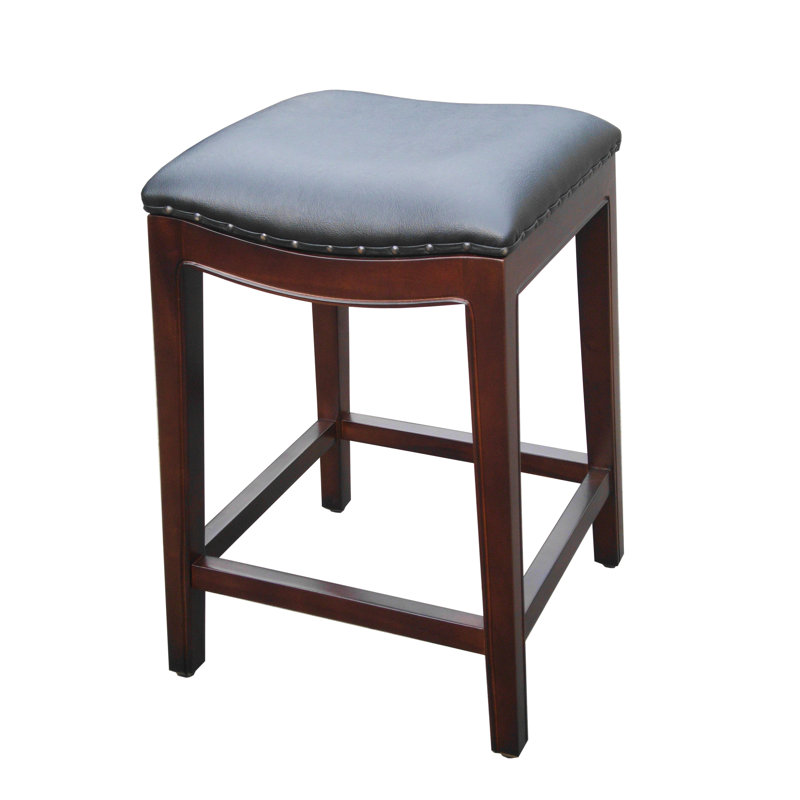 Upholstered Counter Stool with Solid Wood Frame