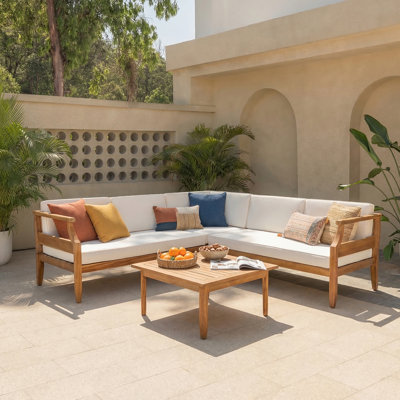 ASTON 4-PIECE ACACIA WOOD SOFA SET, BEIGE