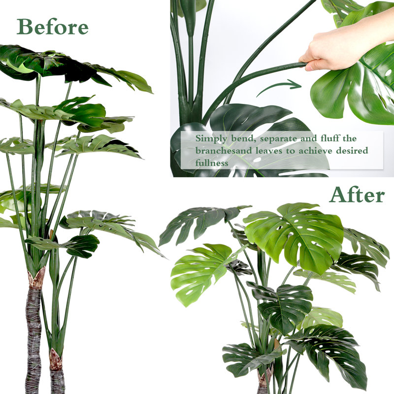 Arbres artificiels avec pot Monstera Deliciosa, 1, H 67 po x l 31 po x P 31 po