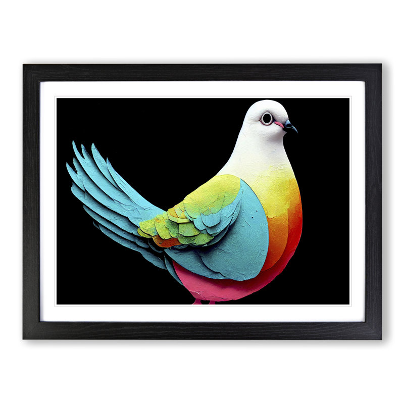 Unique Dove Bird - Framed Print, Black, 34cm H x 46cm W x 2cm D