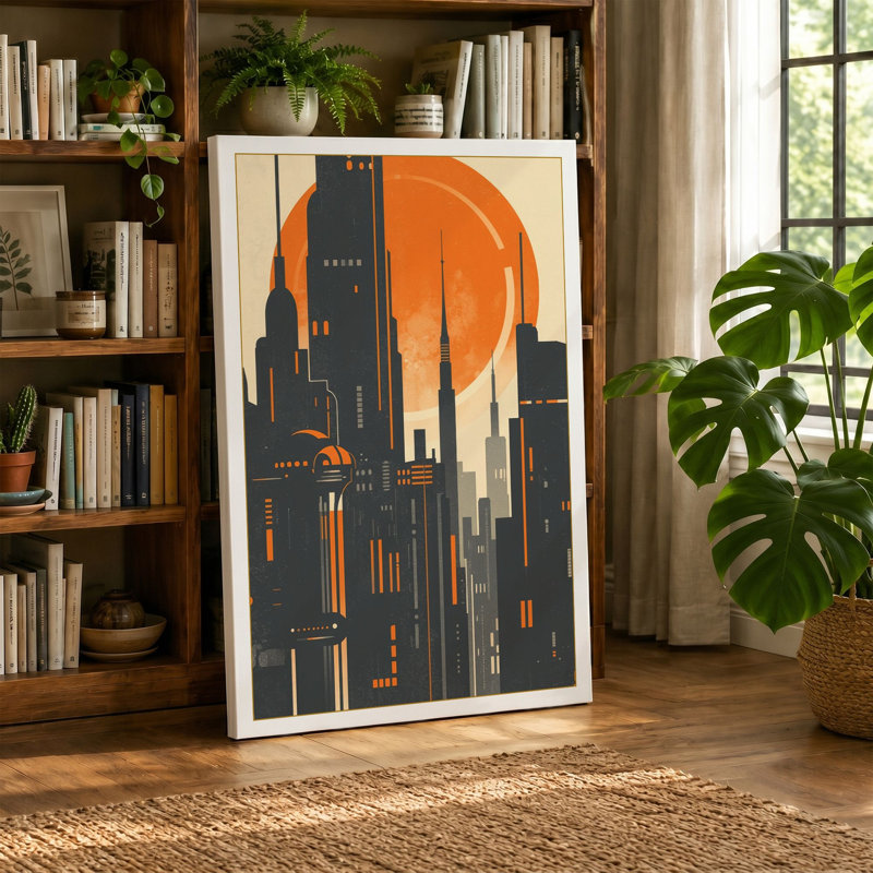 Skyline Art Deco - Wrapped Canvas, 18x12 - 45.7 x 30.5 cm, Cream Border