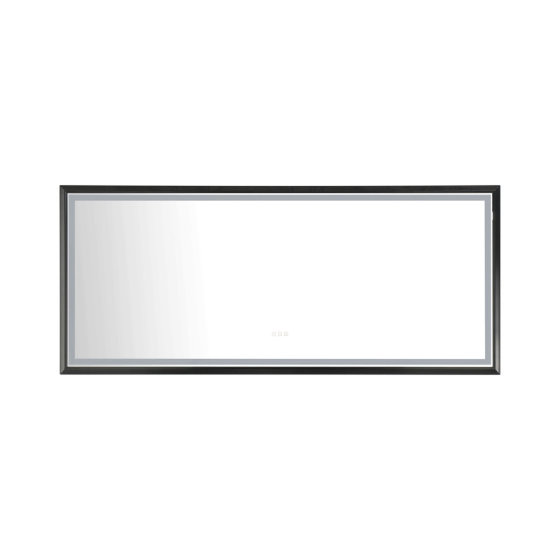 Miroir de salle de bain à DEL avec cadre en aluminium, miroir de meuble-lavabo mural, anti-buée, mémoire, 3 couleurs, réglable en continu