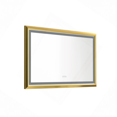 LED Bathroom Mirror With Aluminum Frame, Wall Mounted Vanity Mirror, Anti-Fog, Memory, 3 Colors, Stepless Dimmable