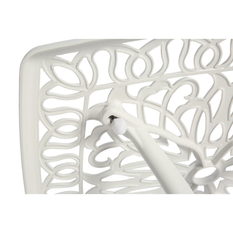 Mobilier de patio extérieur en aluminium coulé 3 pièces - antirouille 2 chaises et 1 table en blanc de conception classique pour le jardin, assemblage simple requis à l'extérieur, conception de cour arrière