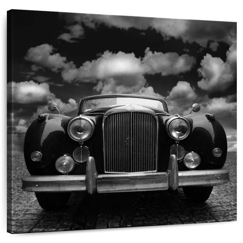 Voiture rétro Mehar Noir, H 20 po x l 20 po