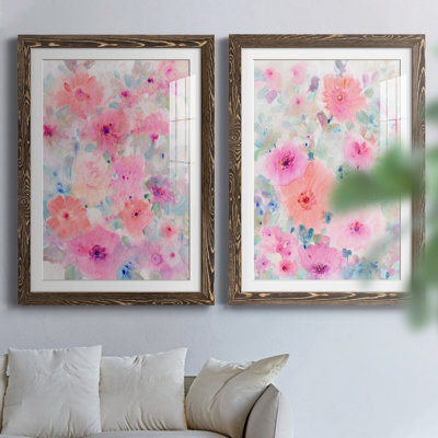 " Bright Floral Design I " 2 - Pieces Painting Print